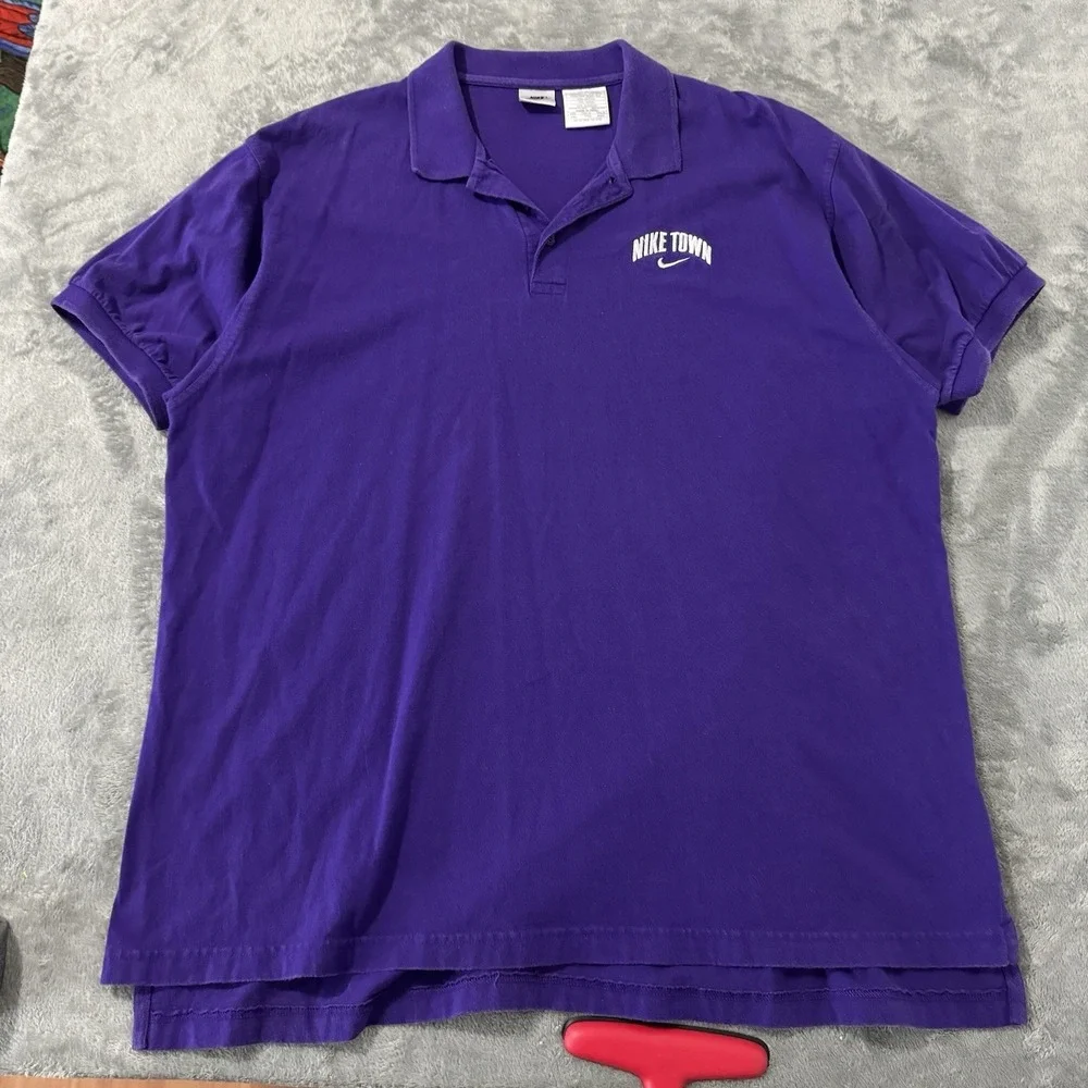 Vintage 90s Nike Niketown White Tag Purple Polo Shirt Mens‎ XXL Cotton Embroider